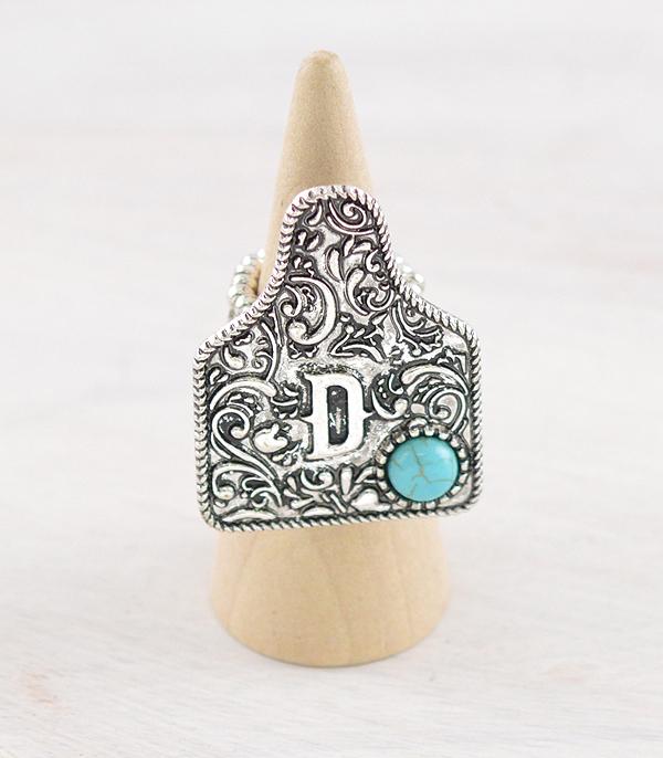 INITIAL JEWELRY :: NECKLACES | RINGS :: Wholesale Western Cattle Tag Initial Ring