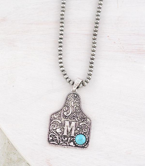 INITIAL JEWELRY :: NECKLACES | RINGS :: Wholesale Western Cattle Tag Initial Necklace