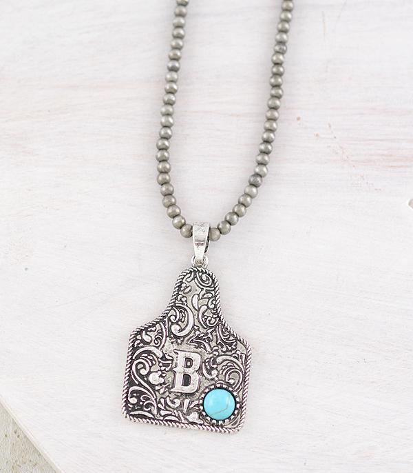 New Arrival :: Wholesale Western Cattle Tag Initial Necklace