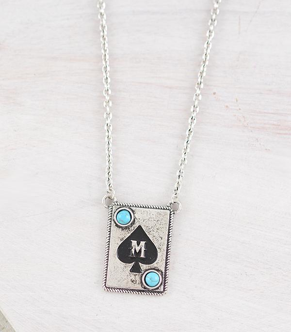 WHAT'S NEW :: Wholesale Western Ace Card Initial Necklace