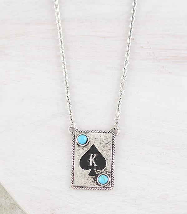 INITIAL JEWELRY :: NECKLACES | RINGS :: Wholesale Western Ace Card Initial Necklace