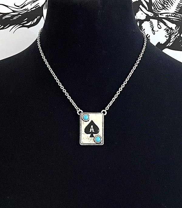 INITIAL JEWELRY :: NECKLACES | RINGS :: Wholesale Western Ace Card Initial Necklace