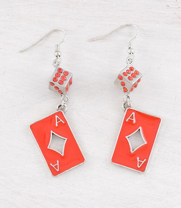 EARRINGS :: WESTERN HOOK EARRINGS :: Wholesale Western Ace Card Earrings