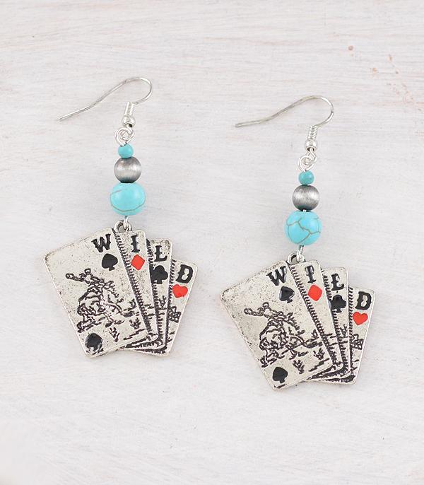 New Arrival :: Wholesale Western Cowboy Ace Card Earrings