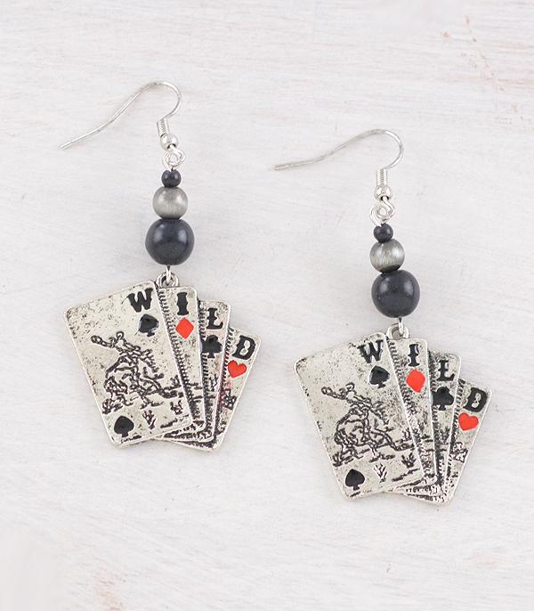 EARRINGS :: WESTERN HOOK EARRINGS :: Wholesale Western Cowboy Ace Card Earrings