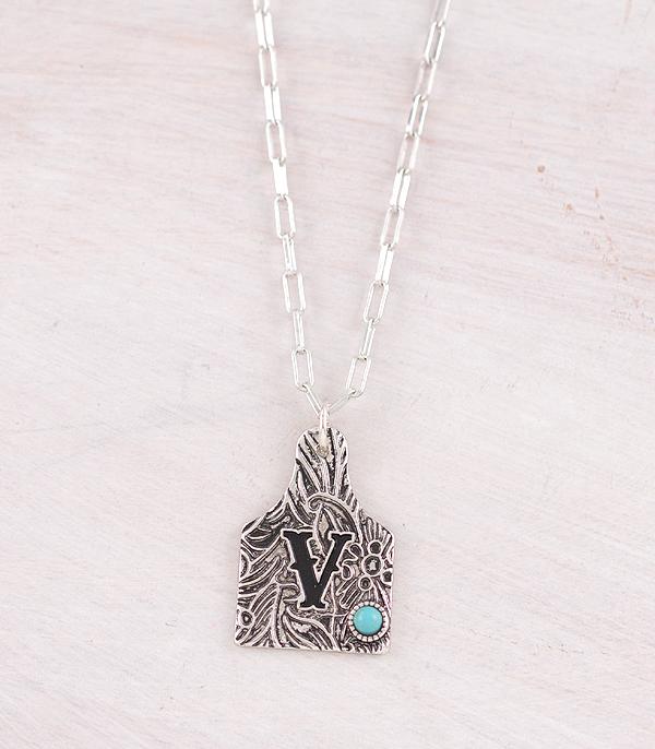 INITIAL JEWELRY :: NECKLACES | RINGS :: Wholesale Cattle Tag Initial Pendant Necklace