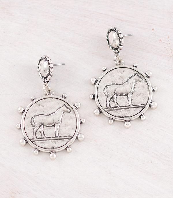 EARRINGS :: WESTERN POST EARRINGS :: Wholesale Western Horse Coin Earrings