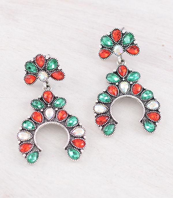 <font color=GREEN>HOLIDAYS</font> :: JEWELRY I BAGS :: Wholesale Western Christmas Glass Stone Earrings