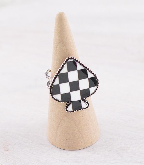 RINGS :: Wholesale Western Checkered Spade Ring