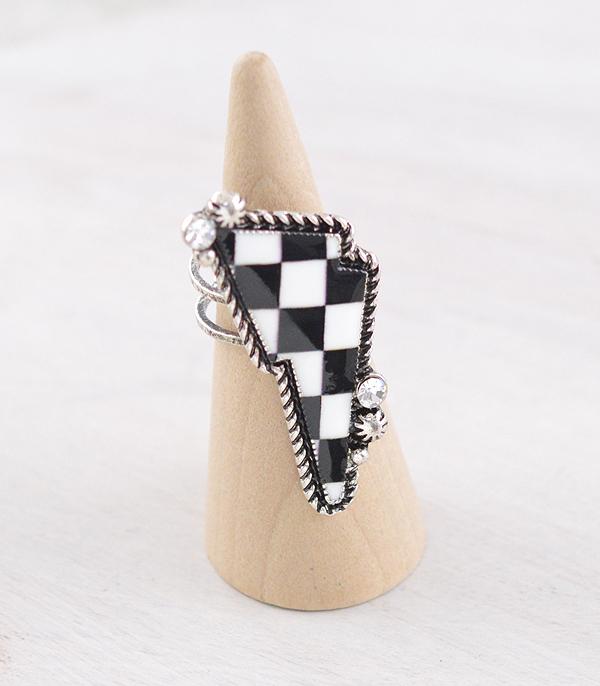 RINGS :: Wholesale Western Checkered Bolt Ring