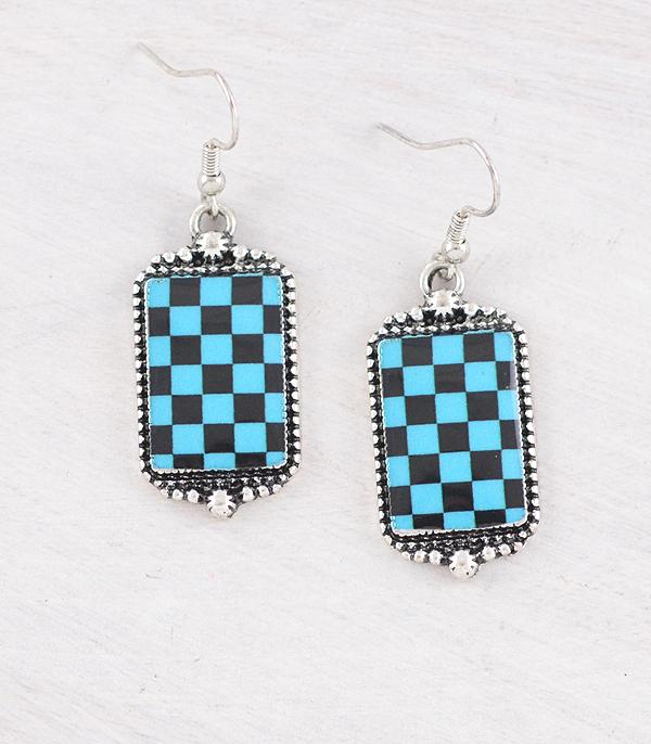 New Arrival :: Wholesale Western Checkered Earrings