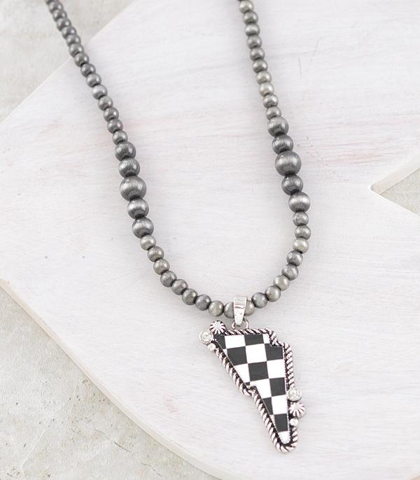 NECKLACES :: WESTERN TREND :: Wholesale Western Checkered Bolt Necklace