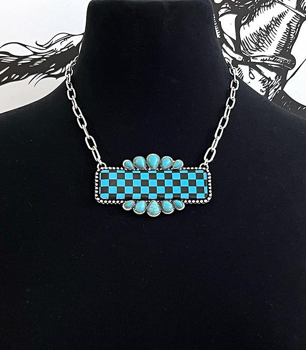 New Arrival :: Wholesale Western Checkered Bar Necklace