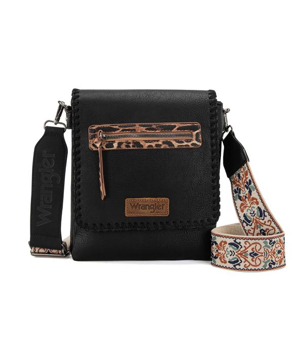 MONTANAWEST BAGS :: CROSSBODY BAGS :: Wholesale Wrangler Leopard Trim Crossbody Bag