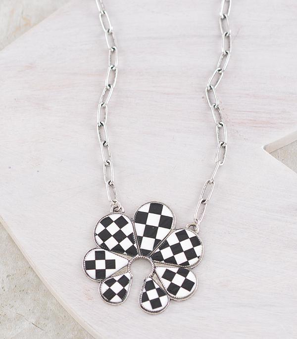 New Arrival :: Wholesale Checkered Squash Blossom Necklace