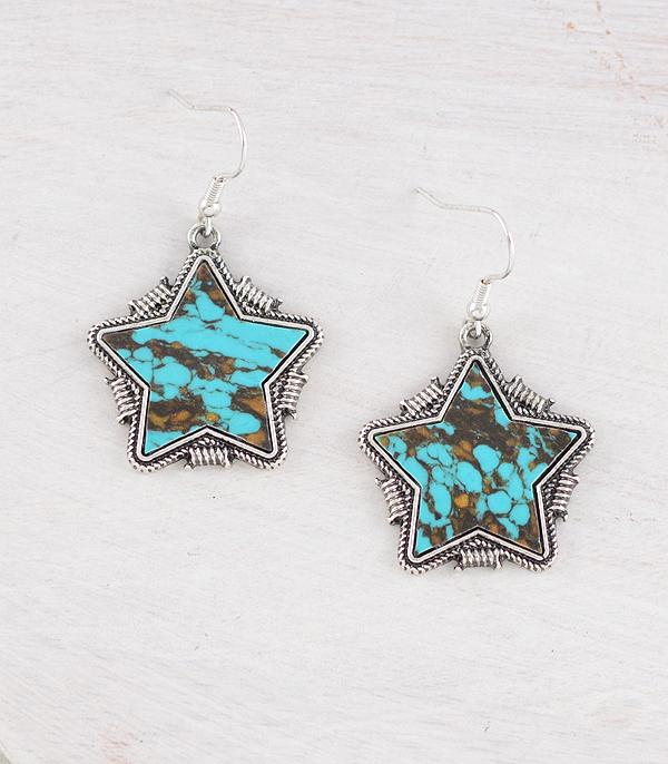 EARRINGS :: WESTERN HOOK EARRINGS :: Wholesale Western Turquoise Star Earrings