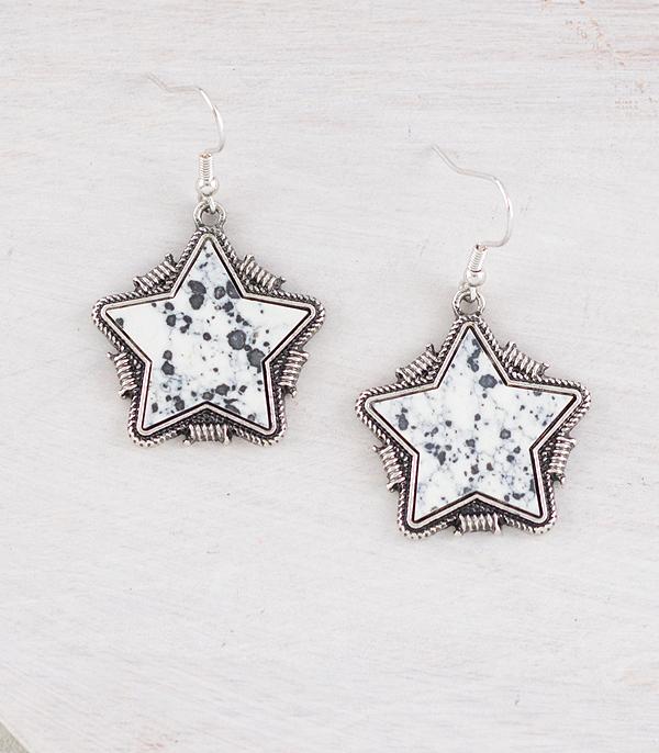 New Arrival :: Wholesale Western Howlite Star Earrings