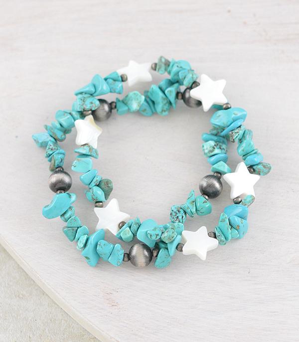 BRACELETS :: STRETCH-BEAD :: Wholesale Western Star Turquoise Bracelet Set