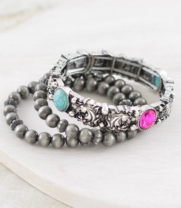 WHAT'S NEW :: Wholesale 3PC Set Western Stacked Bracelet