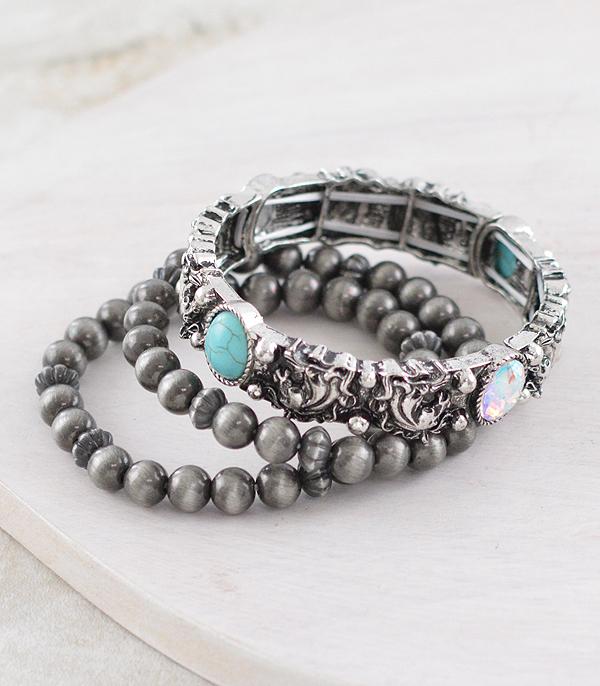 New Arrival :: Wholesale 3PC Set Western Stacked Bracelet