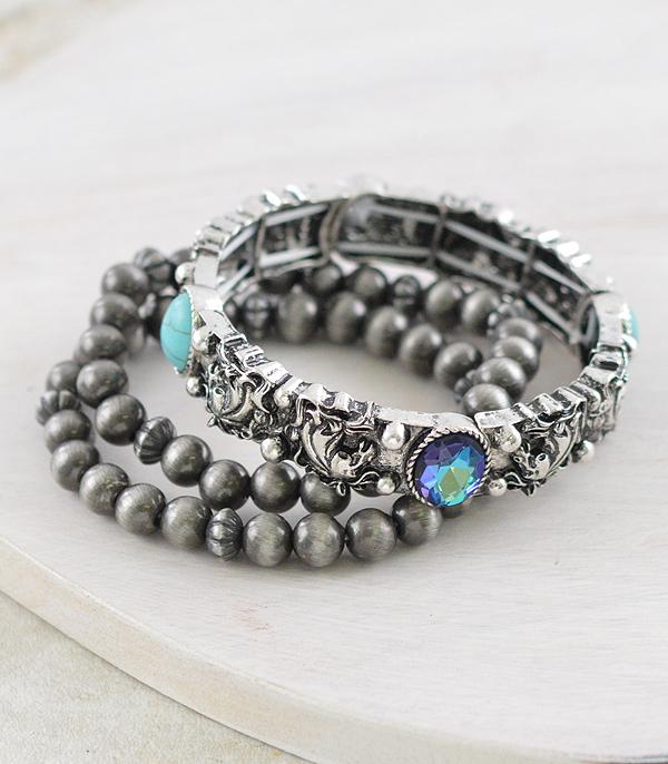 New Arrival :: Wholesale 3PC Set Western Stacked Bracelet