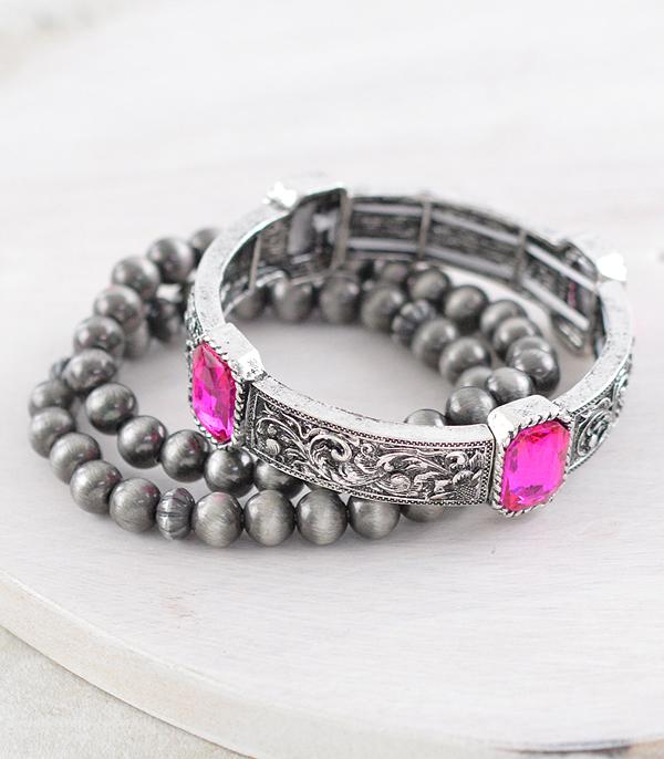 New Arrival :: Wholesale 3PC Set Western Stacked Bracelet