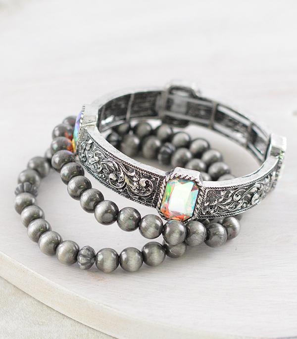 WHAT'S NEW :: Wholesale 3PC Set Western Stacked Bracelet