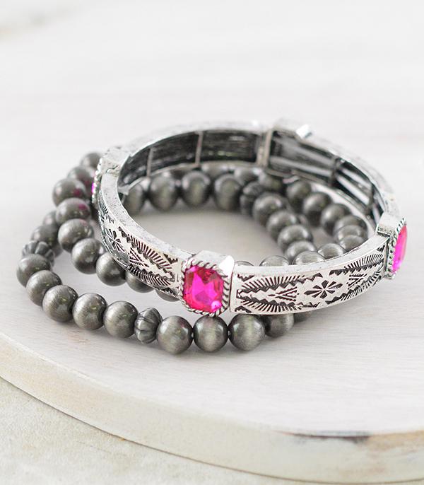 New Arrival :: Wholesale 3PC Set Western Stacked Bracelet