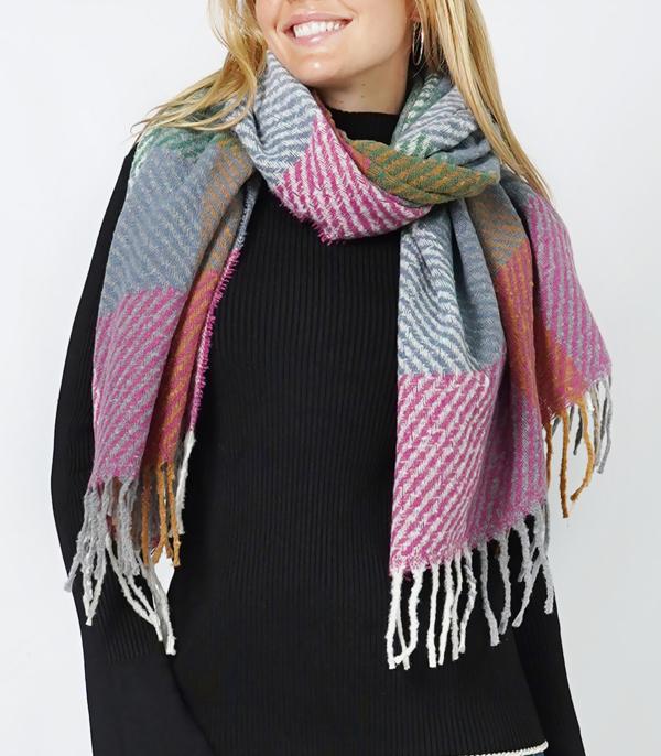 New Arrival :: Wholesale Plaid Oblong Scarf Shawl