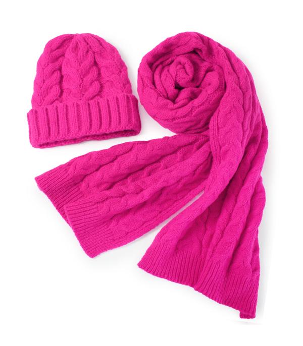 New Arrival :: Wholesale 2PC Set Knit Beanie Scarf Set