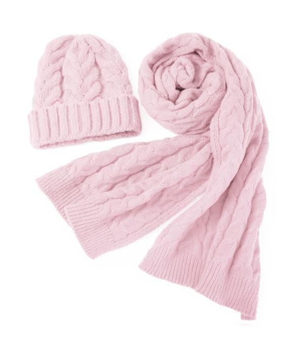 New Arrival :: Wholesale 2PC Set Knit Beanie Scarf Set