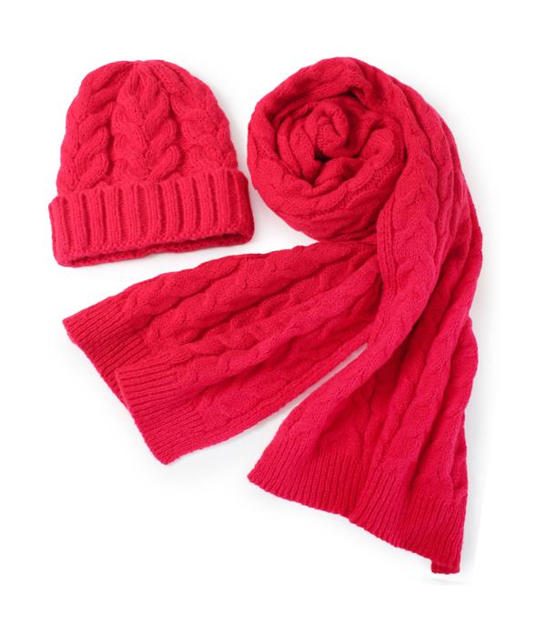 KIMONO I SCARVES :: SCARF / SCARF RING :: Wholesale 2PC Set Knit Beanie Scarf Set