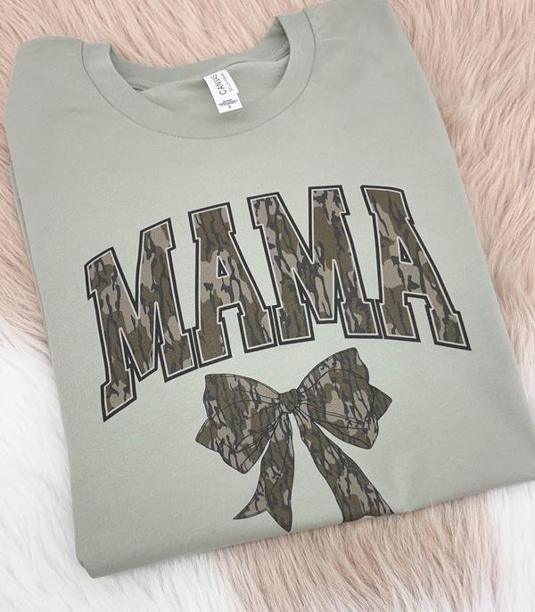 New Arrival :: Wholesale Camo Bow Mama Graphic Tshirt