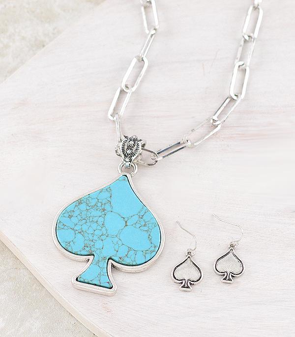 New Arrival :: Wholesale Turquoise Ace Pendant Necklace Set