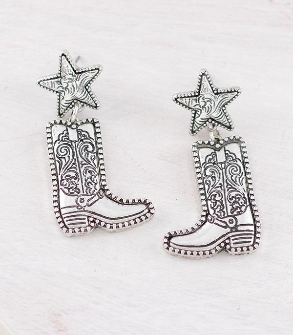 EARRINGS :: WESTERN POST EARRINGS :: Wholesale Western Tooling Look Cowboy Boot Earring