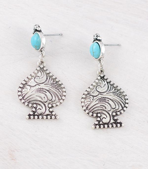 EARRINGS :: WESTERN POST EARRINGS :: Wholesale Western Tooling Look Ace Earrings