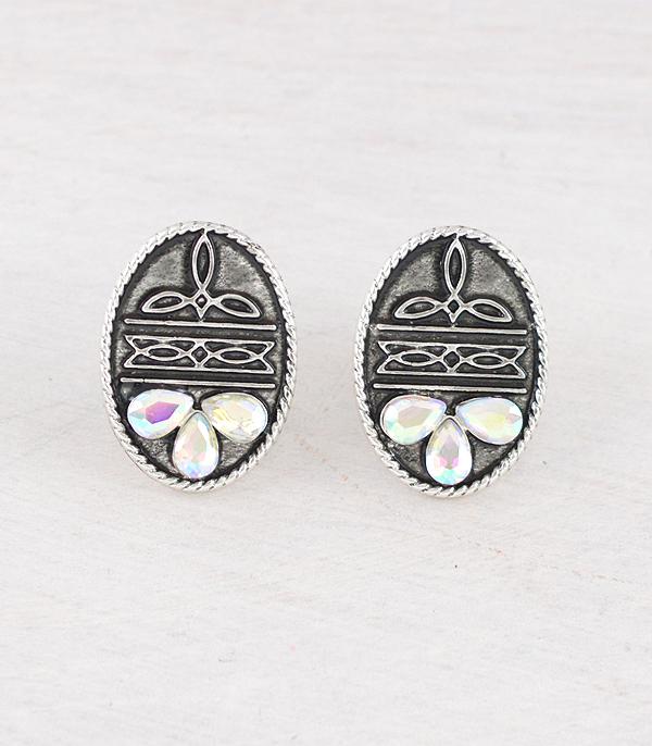 New Arrival :: Wholesale Western Boot Stitch Concho Earrings