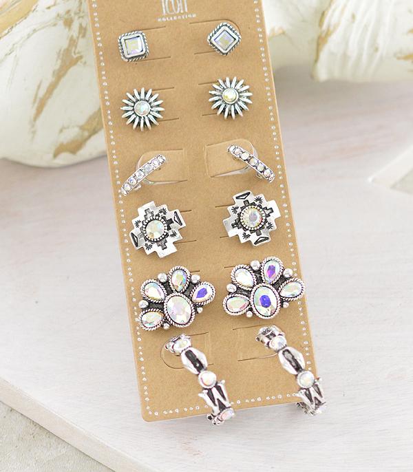 EARRINGS :: WESTERN POST EARRINGS :: Wholesale Western 6PC Set Post Earrings