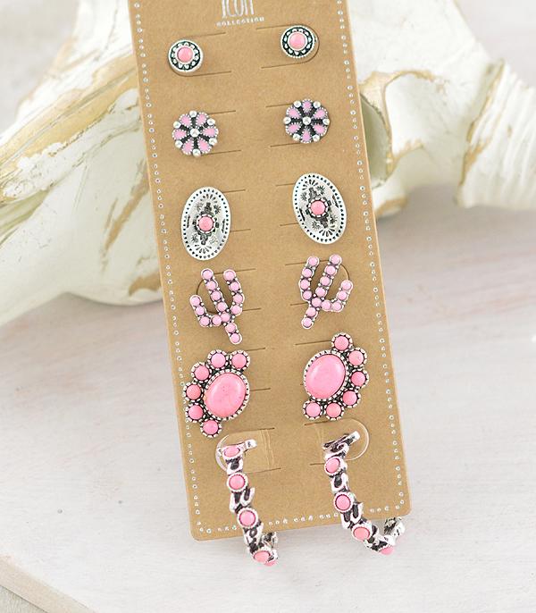 New Arrival :: Wholesale Western 6PC Set Post Earrings