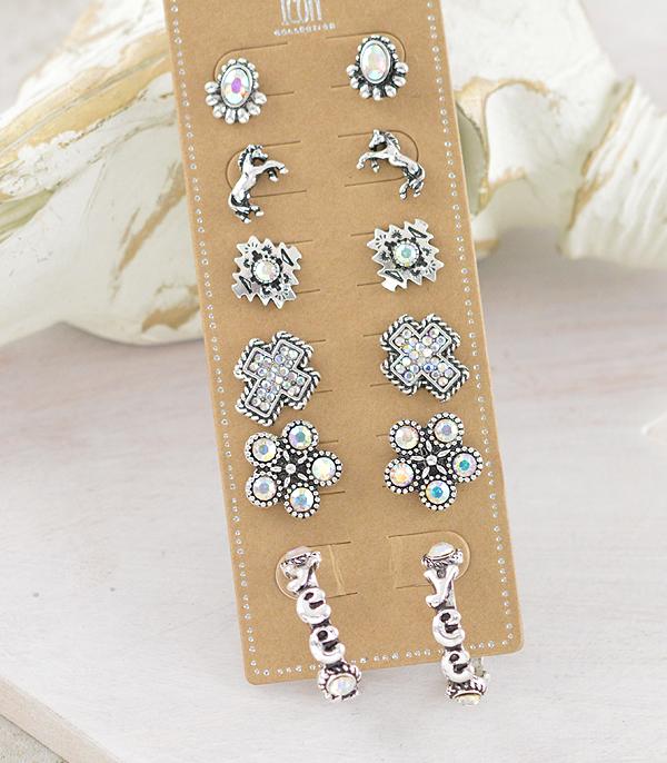 New Arrival :: Wholesale Western 6PC Set Post Earrings