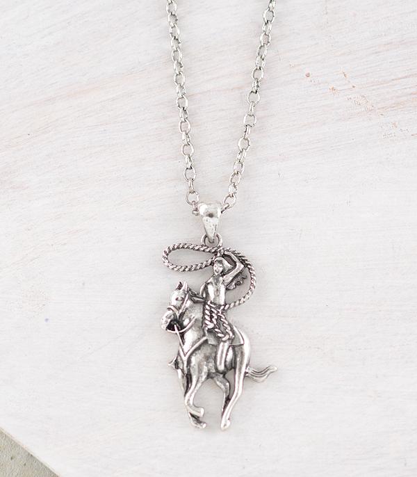 New Arrival :: Wholesale Western Cowgirl Horse Pendant Necklace