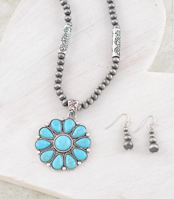 New Arrival :: Wholesale Western Turquoise Concho Necklace Set