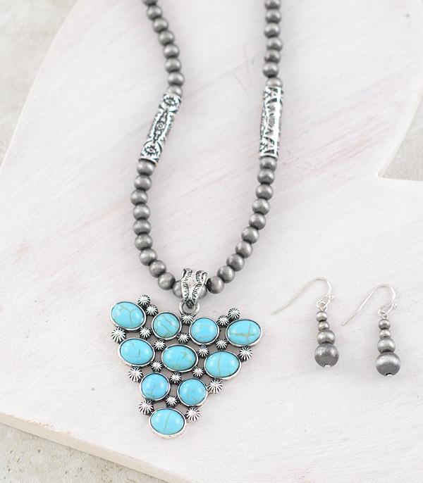 NECKLACES :: WESTERN TREND :: Wholesale Western Turquoise Pendant Necklace Set