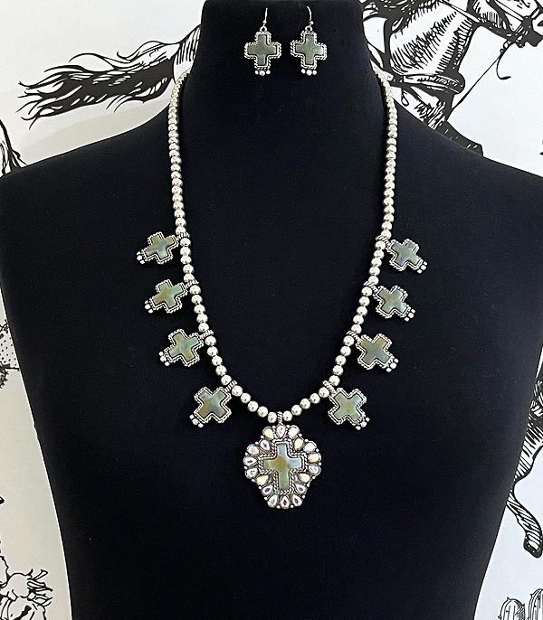 NECKLACES :: WESTERN TREND :: Wholesale Western Cross Statement Necklace