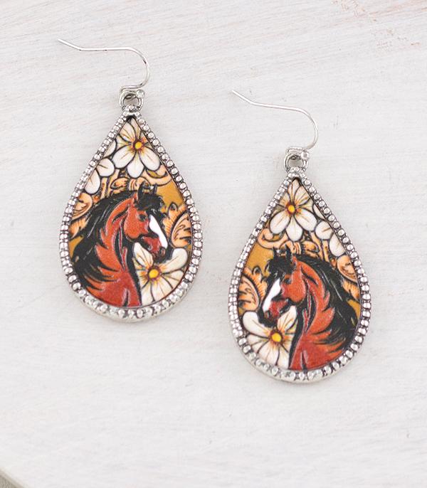 New Arrival :: Wholesale Western Horse Teardrop Earrings