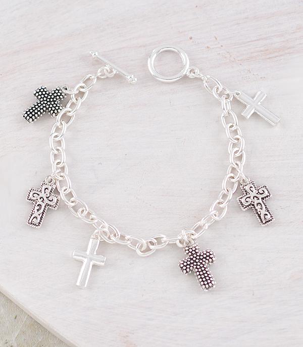 BRACELETS :: LINK :: Wholesale Cross Charm Bracelet