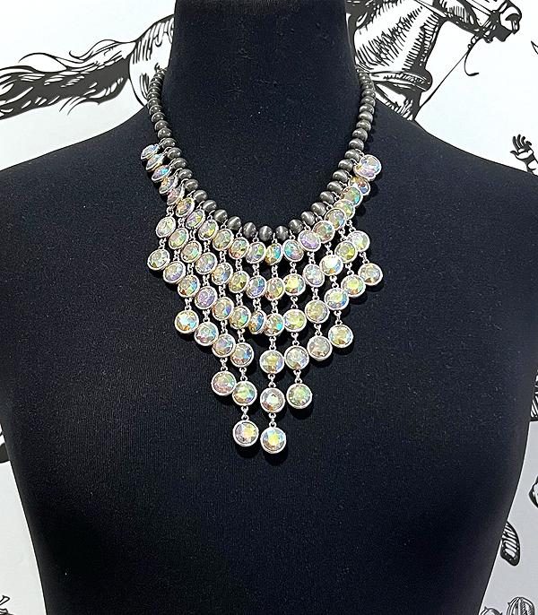 NECKLACES :: WESTERN TREND :: Wholesale AB Stone Navajo Pearl Necklace