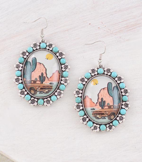 EARRINGS :: WESTERN HOOK EARRINGS :: Wholesale Western Vintage Cactus Desert Earrings