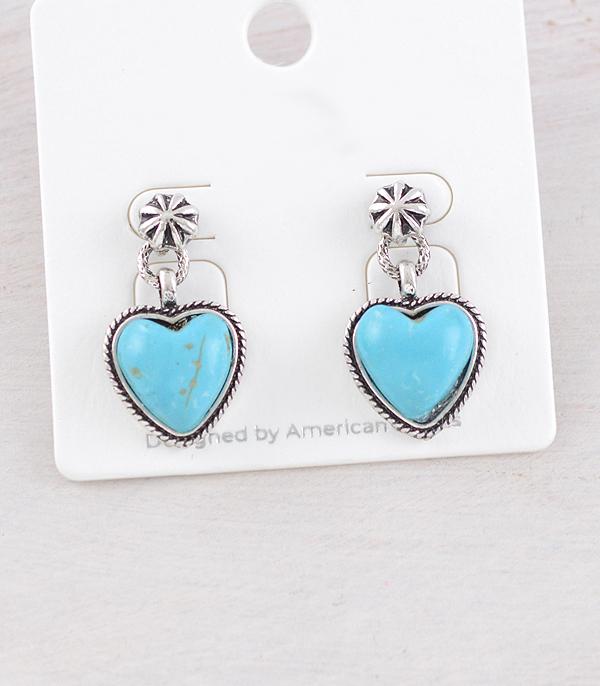 New Arrival :: Wholesale Western Turquoise Heart Earrings