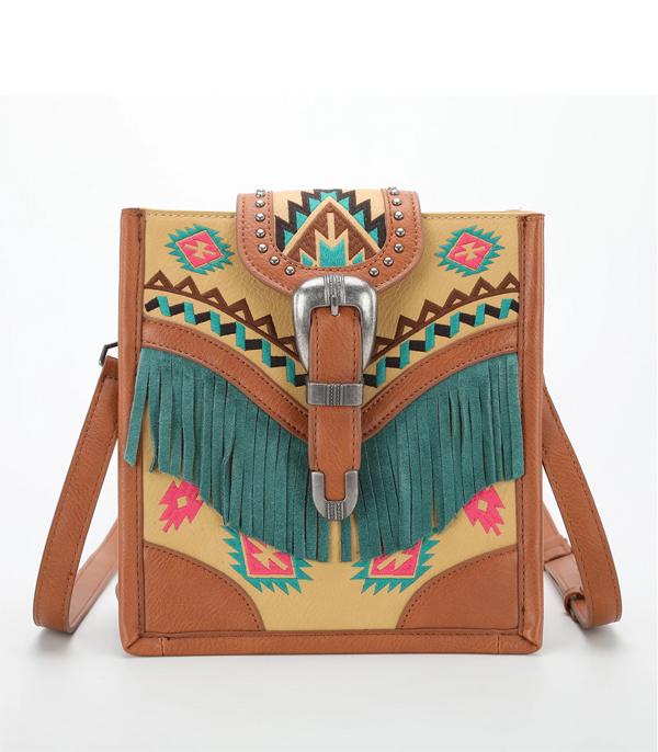 MONTANAWEST BAGS :: CROSSBODY BAGS :: Wholesale Montana West Aztec Buckle Crossbody Bag